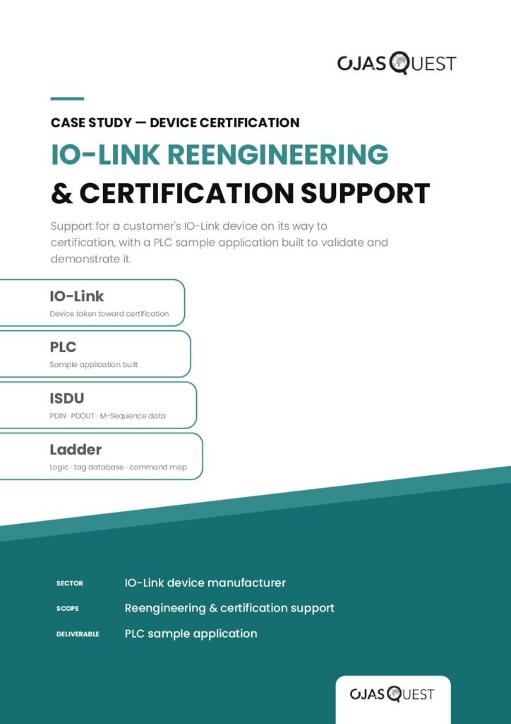 IO-Link Reengineering and Certification support